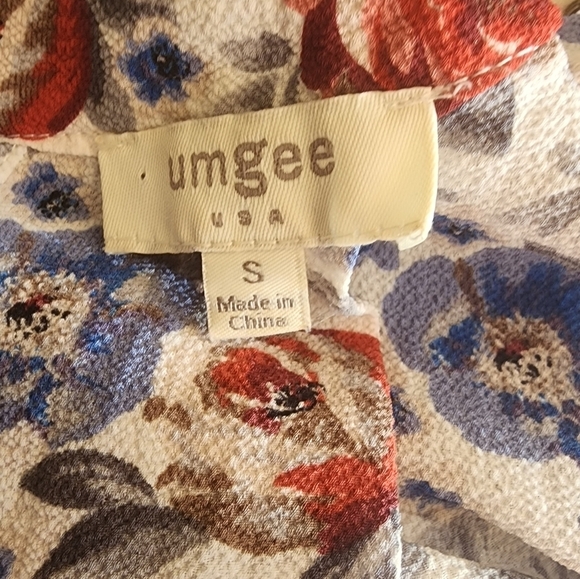 Umgee Mini Shift Dress Tunic Small Keyhole Neckline Floral Boho Festival - Picture 5 of 6